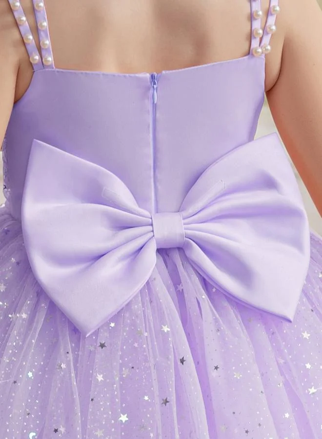 Take Two  Girls Purple Embellished Strappy Mesh Midi Dress for Women | Best Price UAE
